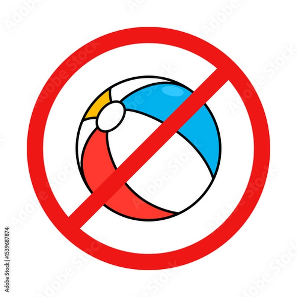 Obraz No Beach Ball Sign on White Background