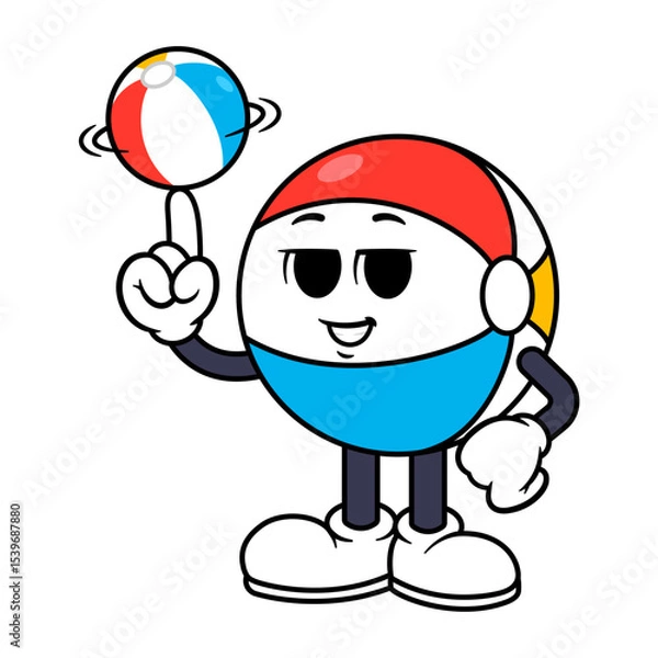Obraz Vector Beach Ball Spinning Beach Ball on Finger