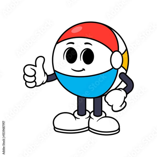 Obraz Vector Beach Ball Character Thumbs Up
