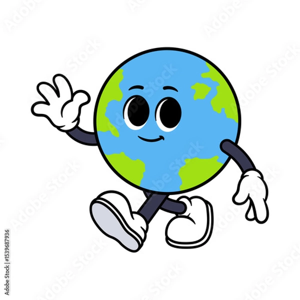 Obraz Vector Globe Character Waving