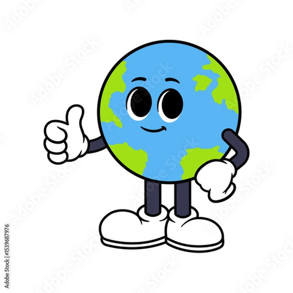 Obraz Vector Globe Character Thumbs Up