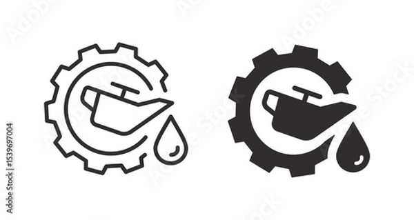 Obraz Oil can and gear icons. Symbol lubrication and maintenance.