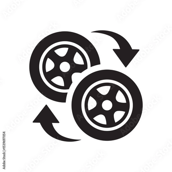 Obraz Car wheel change icon. Symbol of rotation and tire replacement. Vector illustration.