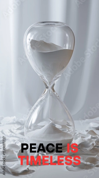 Fototapeta Floating Hourglass with White Light – Symbol of Timeless Peace and Purity