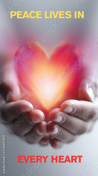 Fototapeta Glowing Heart in Hands – Symbol of Peace, Love, and Emotional Warmth