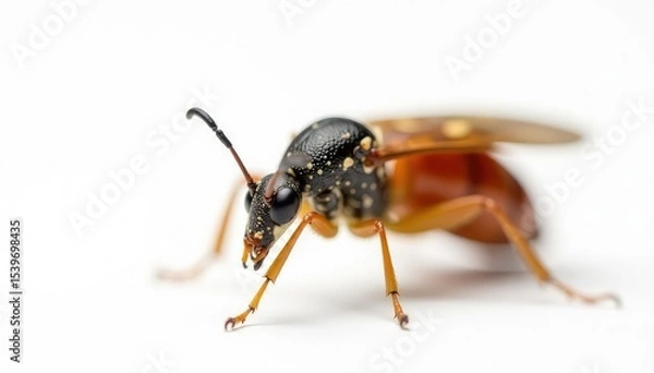 Fototapeta Close-up of a single insect on pure white background, photography, minimal, animal
