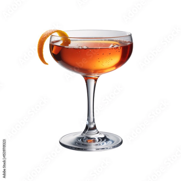 Fototapeta Sparkling Aperol Spritz Cocktail in Coupe Glass with Orange Twist Garnish Perfect for Menus and Drink Recipes, transparent background
