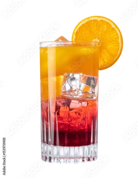 Fototapeta Refreshing Aperol Spritz Cocktail with Orange Slice and Ice Cubes in a Glass, transparent background