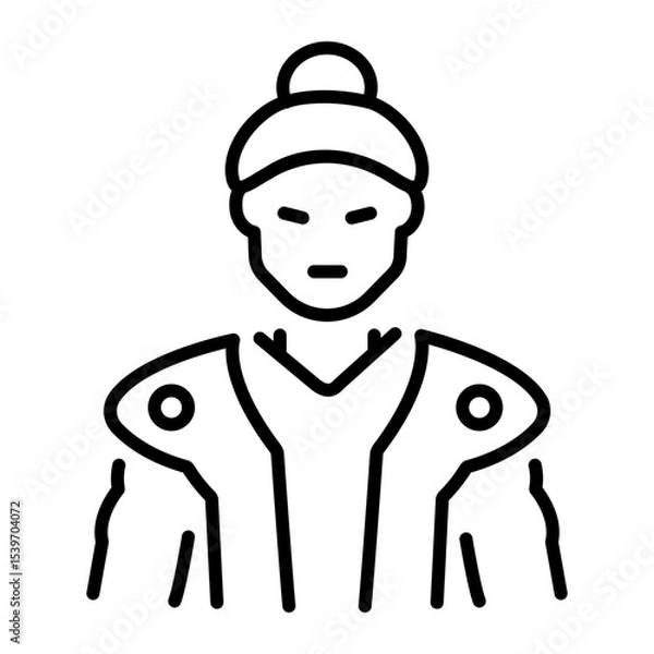Obraz A linear style icon showing samurai