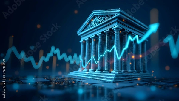 Fototapeta Monetary Policy Analysis: Visuals of Central Bank Operations, Rate Adjustments, and Liquidity Management for Strong Financial Frameworks - Stock Photo Concept with Left Space