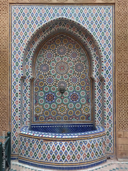 Obraz Moroccan public mosaic fountains made by zellige