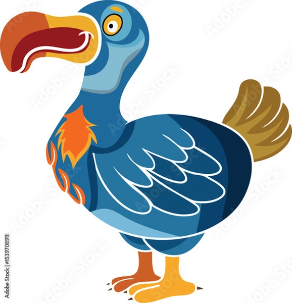 Obraz A cute and colorful dodo vector illustration, modern illustration of dodo, cartoon vector art of dodo, dodo vector icon design