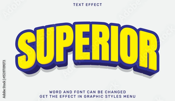 Obraz Superior 3d text effect with bold yellow letters and blue outline