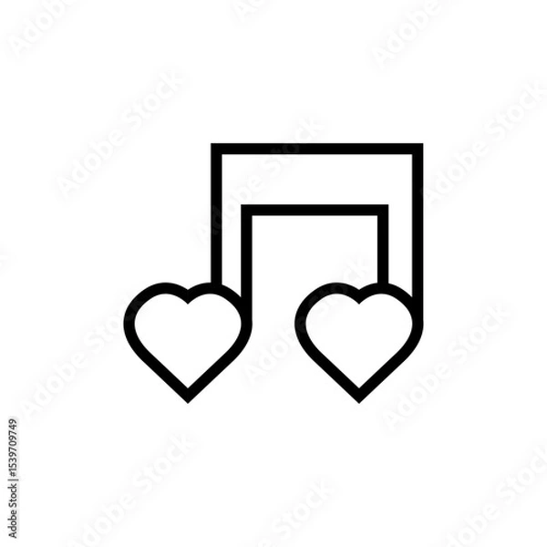 Obraz Love musical note icon. Romantic musical note sign. Line style love music icon. Graphic design vector