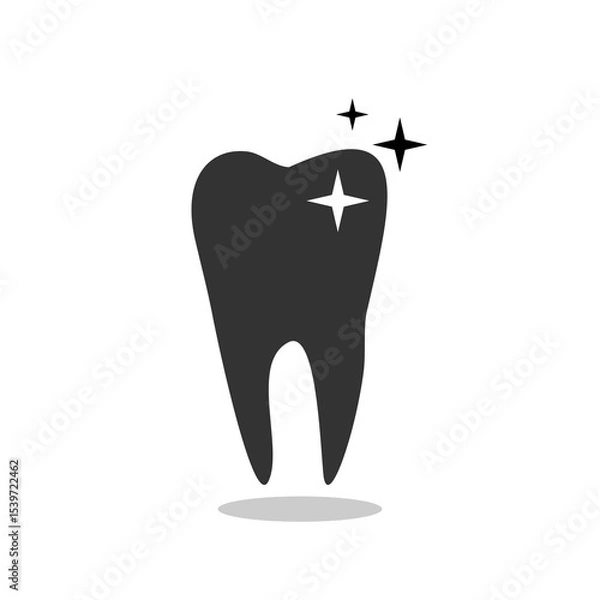 Fototapeta Shining tooth icon with shadow