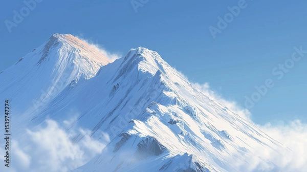 Fototapeta A snow covered mountain peak  Background 2025