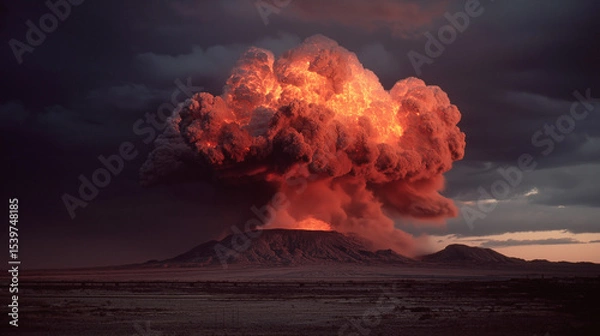 Fototapeta Massive active volcano erupting C Background 2025