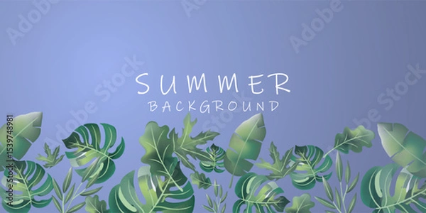 Fototapeta Vibrant Summer Background with Assorted Tropical Leaves