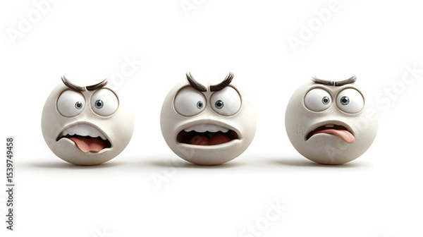 Fototapeta angry emogis on white background