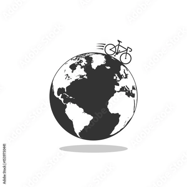 Fototapeta Earth day and bicycle day icon with shadow