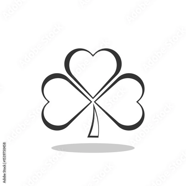 Fototapeta Clover with three leaves sign icon with shadow