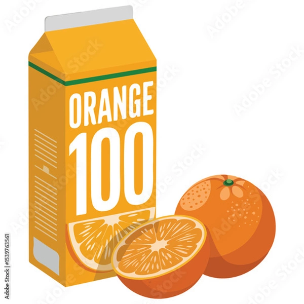 Fototapeta orange juice box vector isolated on white