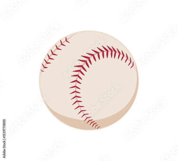 Obraz Baseball ball with red seam, sport playing equipment. Vector modern flat softball illustration isolated on white