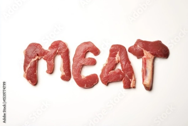 Fototapeta Raw meat against white isolated background