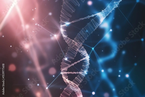 Fototapeta Blue DNA structure on isolated background