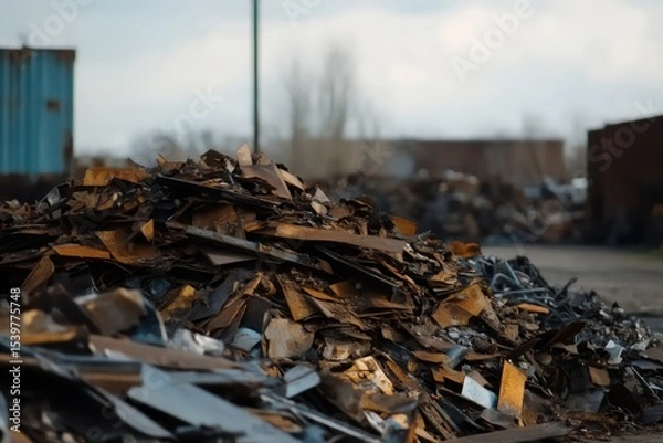 Fototapeta Large scrapyard full of metal and steel