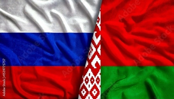 Obraz ロシアとベラルーシの国旗。(Russia flag and belarus flag.)

