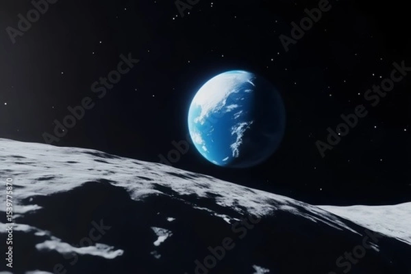Fototapeta The Earth as Seen from the Surface of the Moon