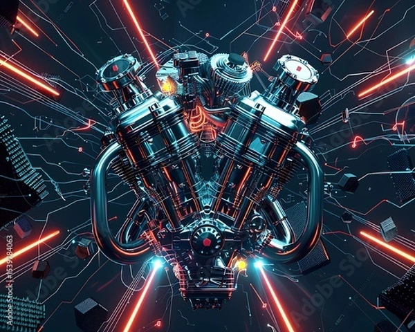 Fototapeta Multicolor 6-Cylinder Engine Background with Futuristic Metallic Shine and Vivid Details

High-Resolution Mechanical Engine Wallpaper Featuring a Vibrant 6-Cylinder Design

