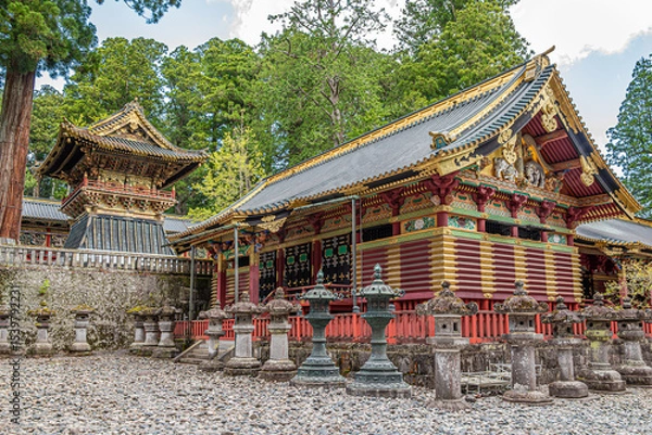 Fototapeta View at the Shinto Temple Sanjinko in Nikko - Japan