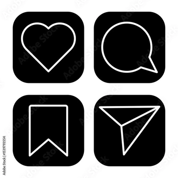 Fototapeta Like, Comment, Share and Save Icons