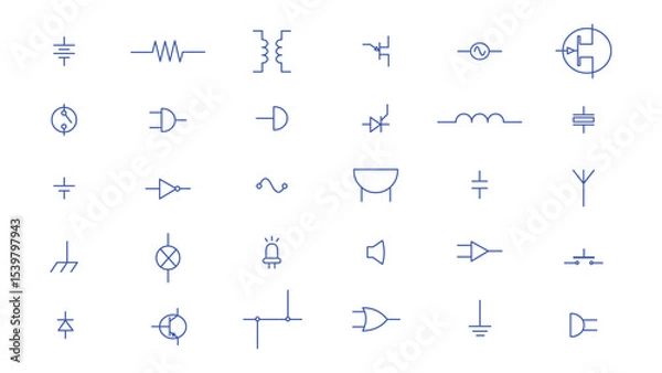 Fototapeta Editable electronics devices symbols or icon vector illustration