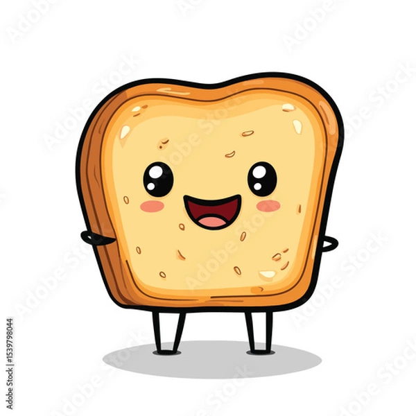 Fototapeta Cute happy toast. Vector cartoon character illustration icon design. Isolated on white background. Bread character design