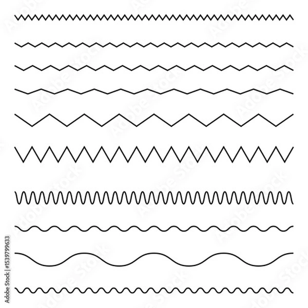 Fototapeta Seamless line and wavy zigzag lines