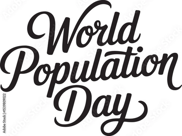 Obraz A minimalist typography calligraphy design of the text World Population Day in silhouette
vector style with a white background