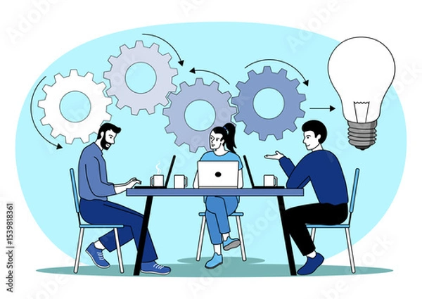 Obraz Teamwork, collaboration, thinking process, brainstorming Concept