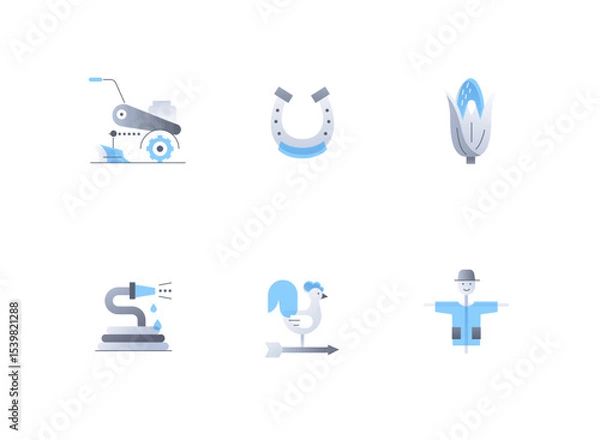 Fototapeta Country and farm life - flat design style icons set