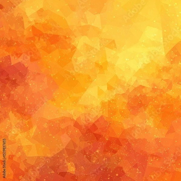 Fototapeta Abstract orange and yellow polygonal texture with subtle sparkle effect; warm, vibrant, and slightly blurred