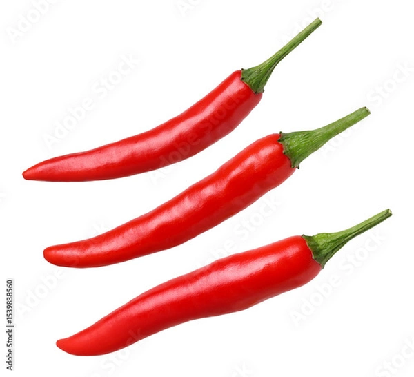 Fototapeta Fresh red chili isolated, transparent PNG, PNG format, collection, set