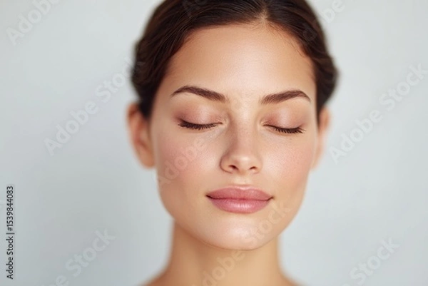 Obraz portrait of person regardless of age gender or ethnicity showcasing makeup artistry secrets with emphasis on minimalistic