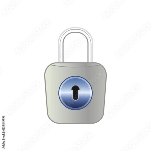 Fototapeta Vector illustration with closed secure lock on white background.