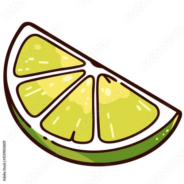 Obraz Slice of green lime, doodle cartoon clip art, isolated clean and simple vector illustration
