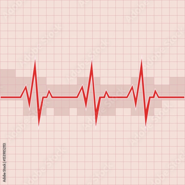 Fototapeta Vector illustration with heart rhythm, cardiogram.