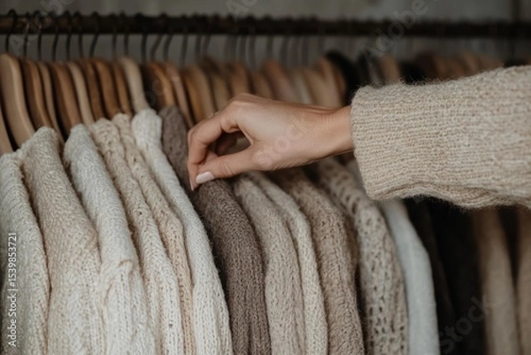 Obraz Female Fashion Stylist Arranging Clothes for Photo Shoot