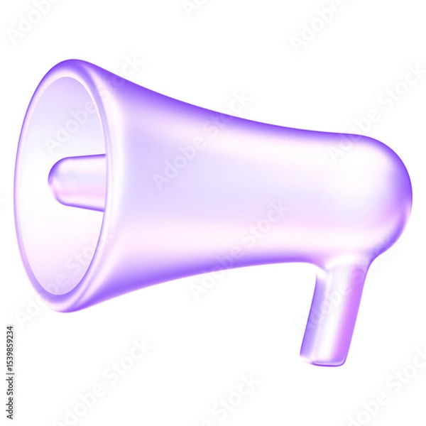 Obraz Minimal glassmorphism megaphone icon representing announcement, alert, communication in digital platforms, marketing promotion communication, 3d rendering