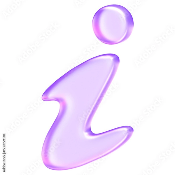 Obraz Minimal glassmorphism information icon representing help, support, or details in digital applications, letter i information symbol, 3d rendering